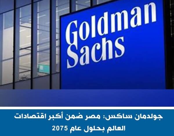 جولدمان ساكس: مصر ضمن أكبر اقتصادات العالم بحلول عام 2075