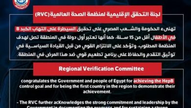 عبد الغفار: مصر أول دولة تحقق أهداف مكافحة فيروس بي في إقليم شرق المتوسط