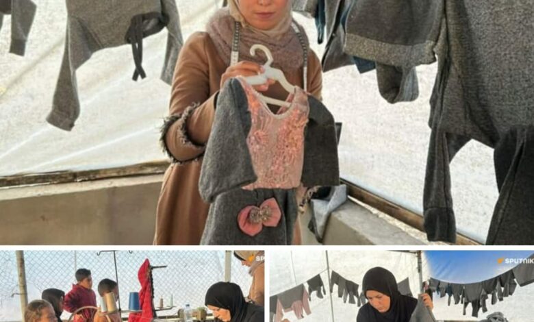 "إبرة وخيط"..نازحون في قطاع غزة يصنعون ملابس الشتاء من البطانيات 1 "إبرة وخيط"..نازحون في قطاع غزة يصنعون ملابس الشتاء من البطانيات