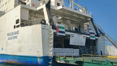سفينة إماراتية تحمل 5800 طن مساعدات لدعم غزة