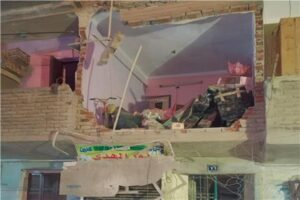 انهيار جزئي لمنزل مكون من 5 طوابق بشبرا الخيمة
