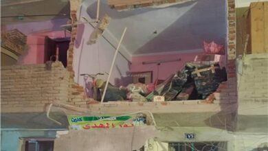 انهيار جزئي لمنزل مكون من 5 طوابق بشبرا الخيمة