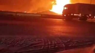 حريق هائل بسبب كسر خط مواسير غاز الخانكة .. و15 سيارة إطفاء للسيطرة عليه