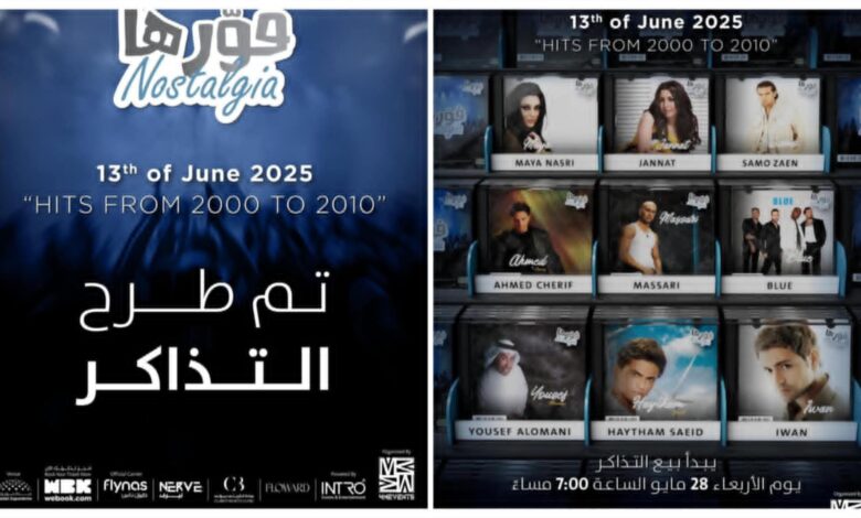 جدة تشتعل بحفل "نوستالجيا فورها".. ليلة ذهبية تجمع نجوم الزمن الجميل في جدة سوبر دوم 1 جدة تشتعل بحفل "نوستالجيا فورها".. ليلة ذهبية تجمع نجوم الزمن الجميل في جدة سوبر دوم
