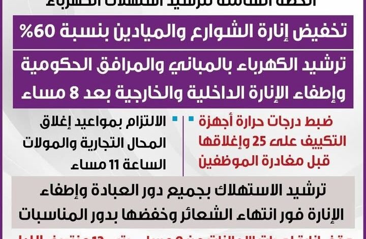 إجراءات جديدة لتقليل إستهلاك الكهرباء 1 إجراءات جديدة لتقليل إستهلاك الكهرباء