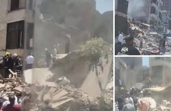 انهيار عقار مكون من 3 طوابق في شبرا بالقاهرة 