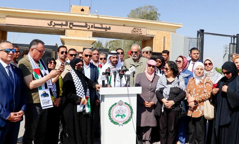 الماحي أمام معبر رفح : زيارتنا صرخة ضمير ورسالة للعالم للتحرك الفوري لوقف نزيف الدم