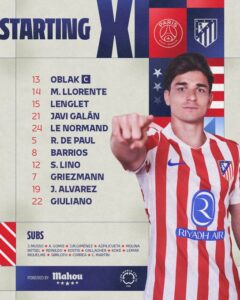التشكيلة الأساسية لمواجهة باريس سان جيرمان وأتلتيكو مدريد في مونديال الأندية