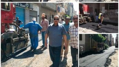 بطول ١٣٠٠ متراً..رصف شارع الكفراوي بديرب نجم بالشغ بنسبة تنفيذ ١٠٠٪