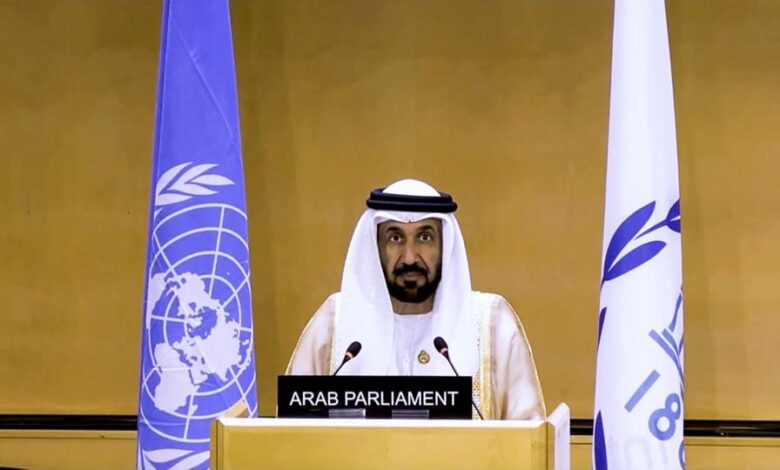 رئيس البرلمان العربي يطلق مبادرة "تحالف البرلمانات من أجل عدالة دولية بلا تمييز"