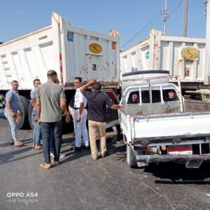 الطريق الزراعي أمام مدينة قها يفتح مجددا بعد تصادم سيارتين نقل