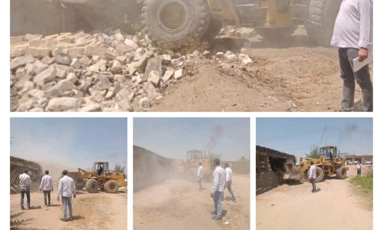 إزالة مزرعة مخالفة مقامة على مساحة ٢٠٠٠ متر بالحسينية بالشرقية 