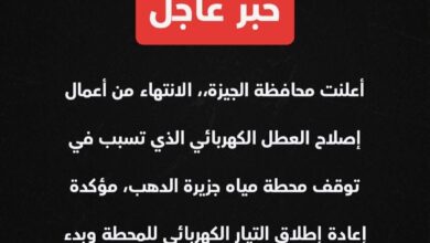 الجيزة تعلن الانتهاء من إصلاح العطل الكهربائي وعودة المياه تدريجيًا