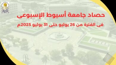 أبرز أنشطة وفعاليات جامعة أسيوط خلال أسبوع في الفترة من 26 يوليو حتى 31 يوليو 2025