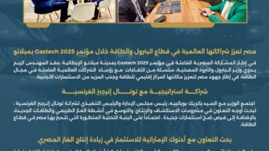 مصر تعزز شراكاتها العالمية في قطاع البترول والطاقة خلال مؤتمر Gastech 2025 بميلانو