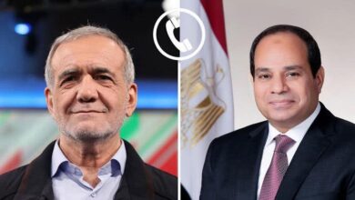 الرئيس السيسى يتلقى اتصالاً هاتفياً من الرئيس الإيراني بزشكيان