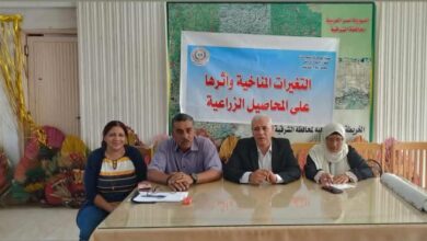 زراعة الشرقية تنفذ ندوة إرشادية بعنوان "التغيرات المناخية وتأثيرها علي المحاصيل الزراعية " 