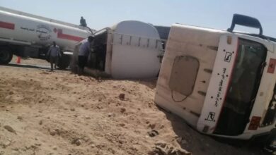  انقلاب سيارة سولار على طريق نجع حمادي الصحراوي الغربى شمال قنا