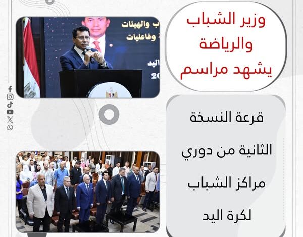  وزير الشباب والرياضة يشهد مراسم قرعة النسخة الثانية من دوري مراكز الشباب لكرة اليد