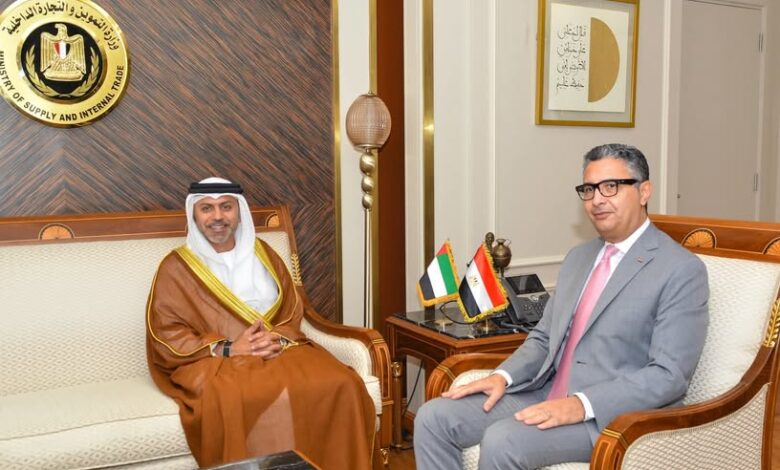 الدكتور شريف فاروق وزير التموين والتجارة الداخلية يستقبل السفير حمد الزعابى سفير دولة الإمارات العربية المتحدة