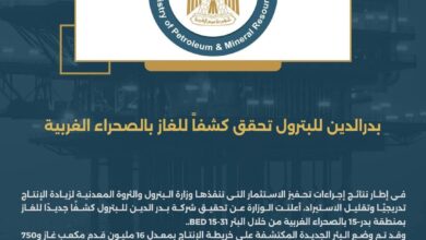 بدر الدين للبترول تحقق كشفاً للغاز بالصحراء الغربية