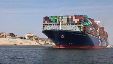 الخط الملاحى CMA CGM يعدل مسار سفينة حاويات عملاقة أخرى بقناة السويس 2 الخط الملاحى CMA CGM يعدل مسار سفينة حاويات عملاقة أخرى بقناة السويس