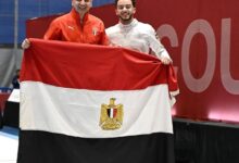 وزير الشباب والرياضة يهنئ البطل الأولمبي محمد السيد بعد تتويجه بذهبية كأس العالم لسلاح الإيبيه