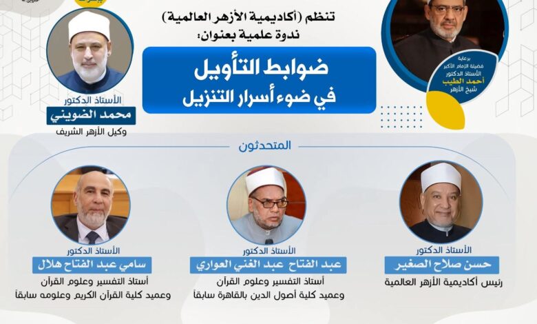 أكاديمية الأزهر العالمية تنظم ندوة علمية بعنوان : “ضوابط التأويل في ضوء أسرار التنزيل