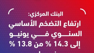 عاجل | البنك المركزي المصري: ارتفاع التضخم الأساسي السنوي إلى 14.3% في يونيو